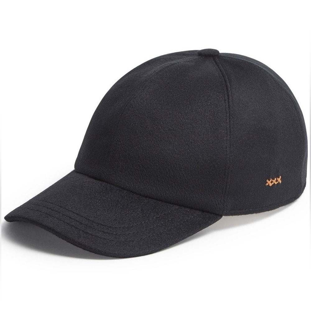 Zegna Black Cashmere Baseball Cap